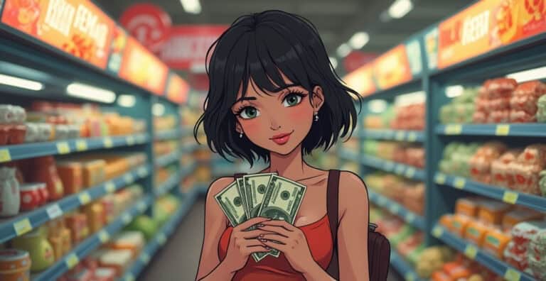 $100 bills, financial empowerment, cash gifting, shopping, grocery store, consumer savings, money management, financial success, wealth, personal finance.
